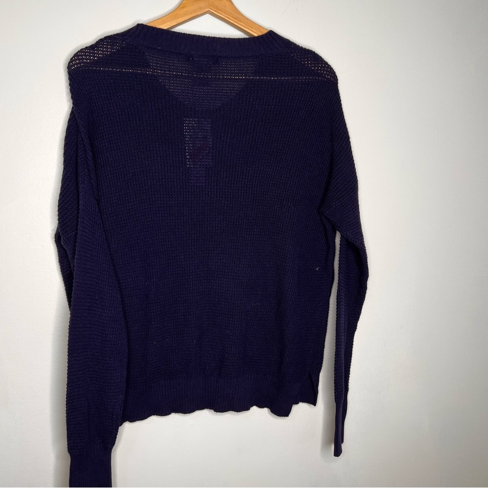 NEW Sweet Romeo seed stitched knit sweater navy S - Picture 5 of 5